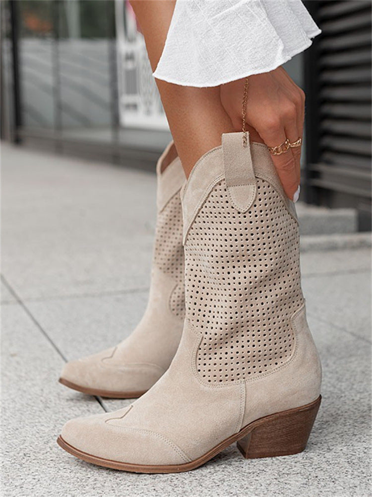 Damen Stiefel Niedrig Geschnitten Elegantes Leder
