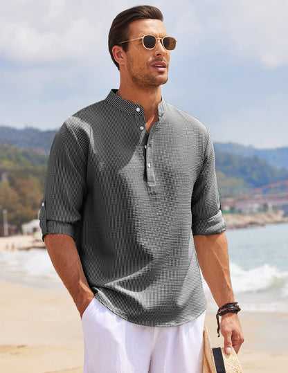 Herren Longsleeve Vielseitig Alltags- und Strandhemd