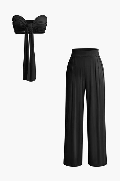 Damen Zweiteiler Set Schleifen Bikinihose Elegantes Design