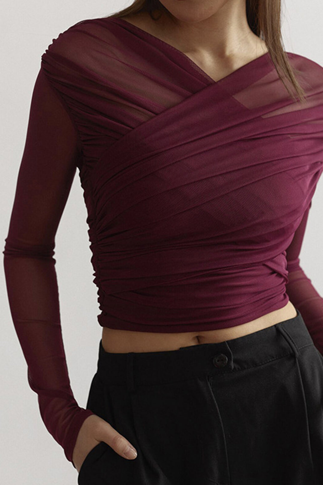 Damen Langarm Mesh Rüschen - Norvielle