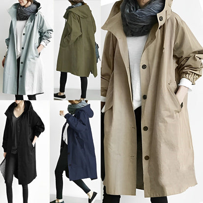 Wasserdichte Damen Winterjacke Lang Mit Kapuze Schwarz - Norvielle