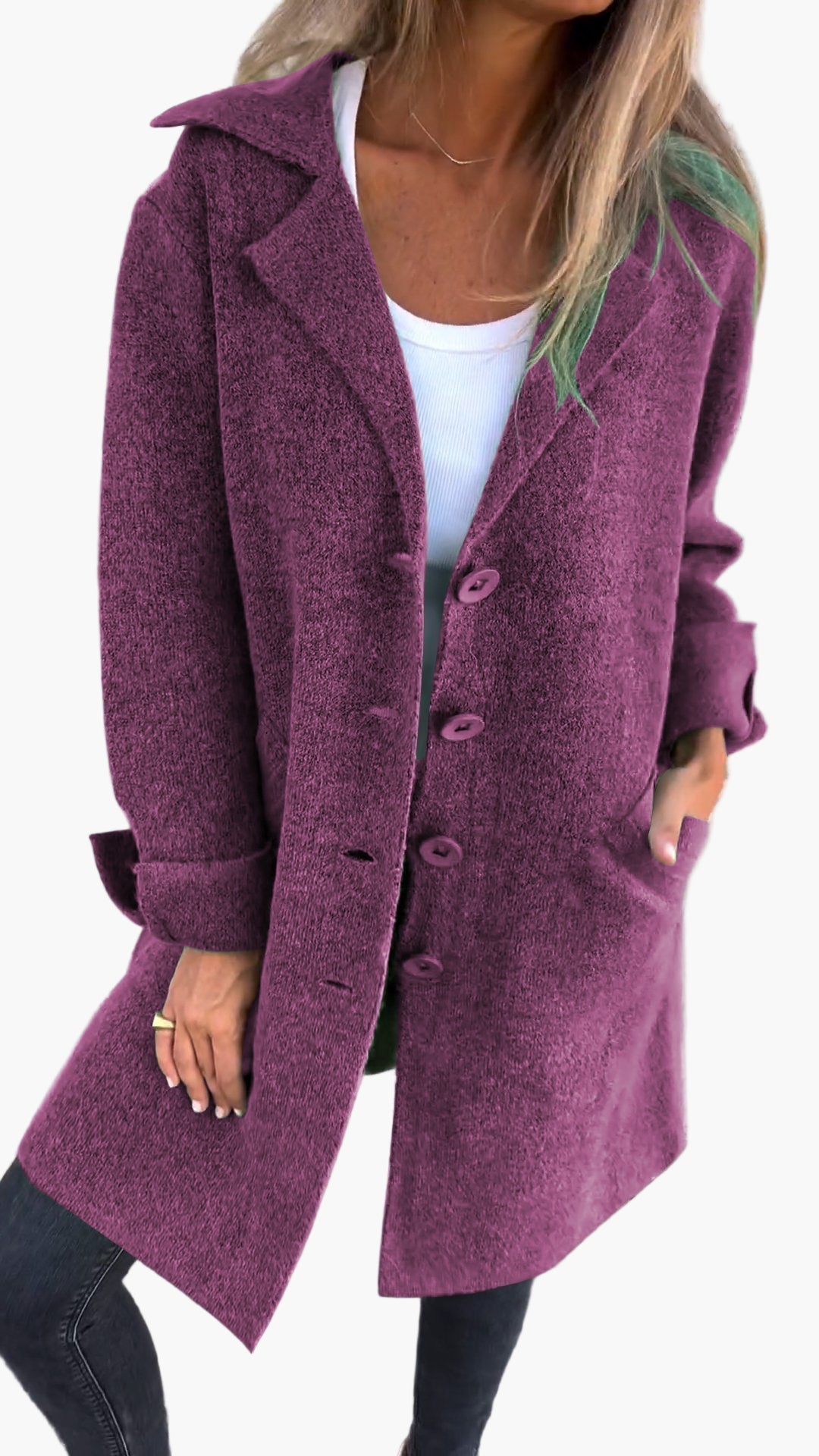 Damen Mantel Relaxed Fit Knöpfe Modern