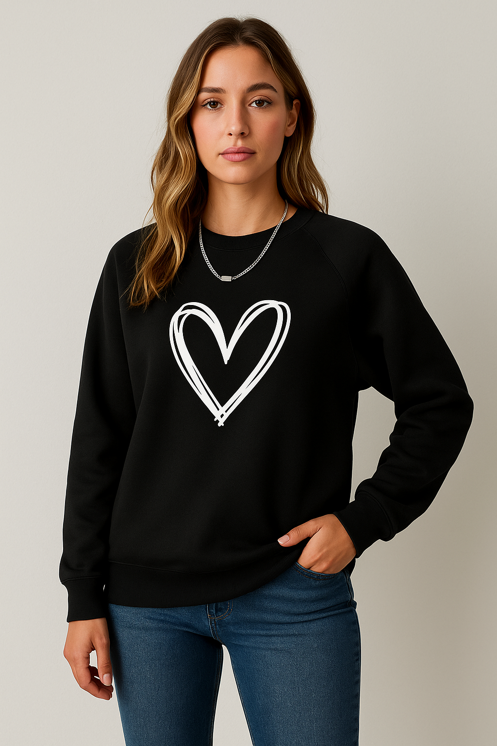 Damen Pullover Herzprint Weich - Norvielle