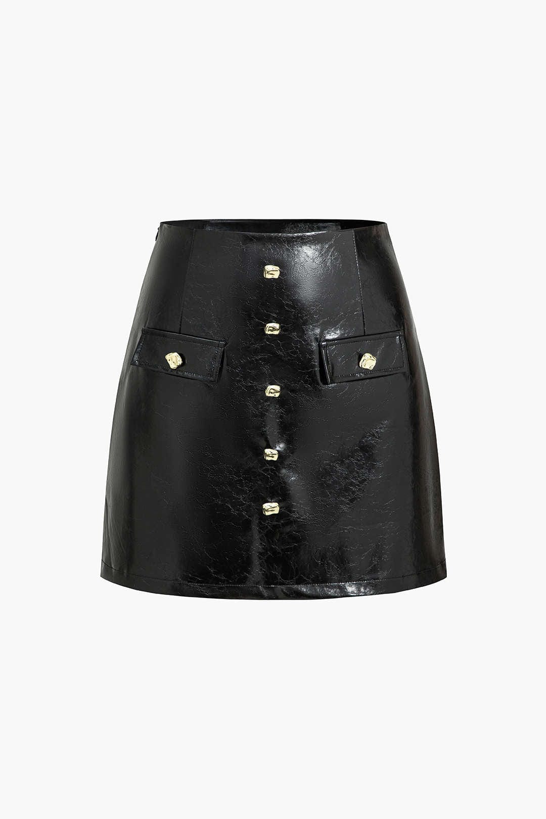 Damen Mini-Rock aus Lackleder Elegant Gold - Norvielle