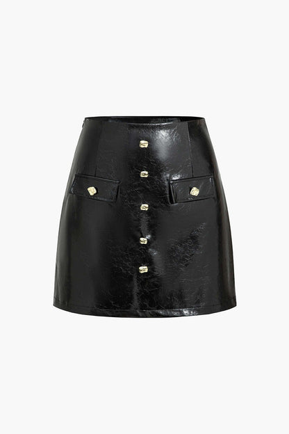Damen Mini-Rock aus Lackleder Elegant Gold - Norvielle