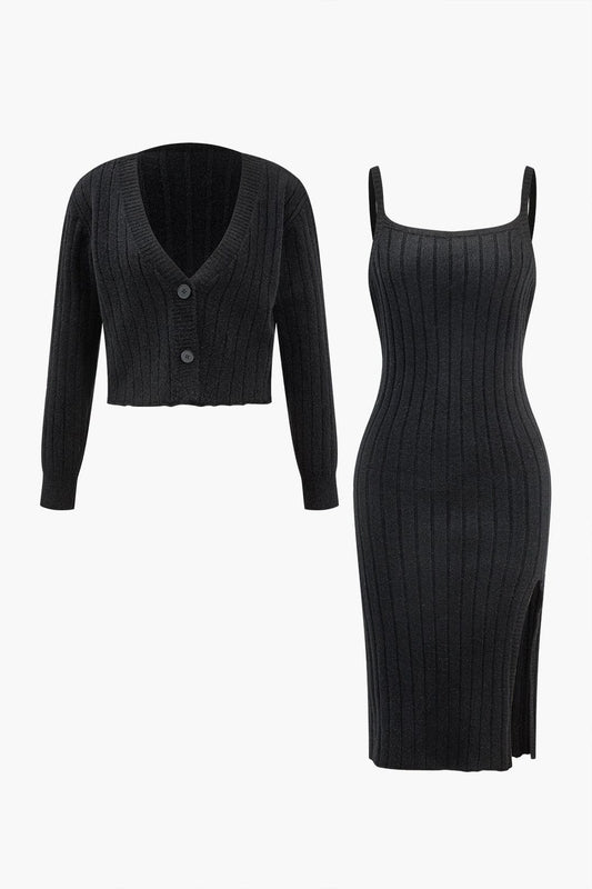 Damen Zweiteiler Lang Cardigan und Kleid Elegant - Norvielle