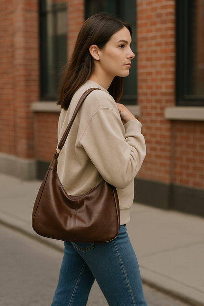 Vegane Schultertasche Minimalistisch Echtlederlook - Norvielle