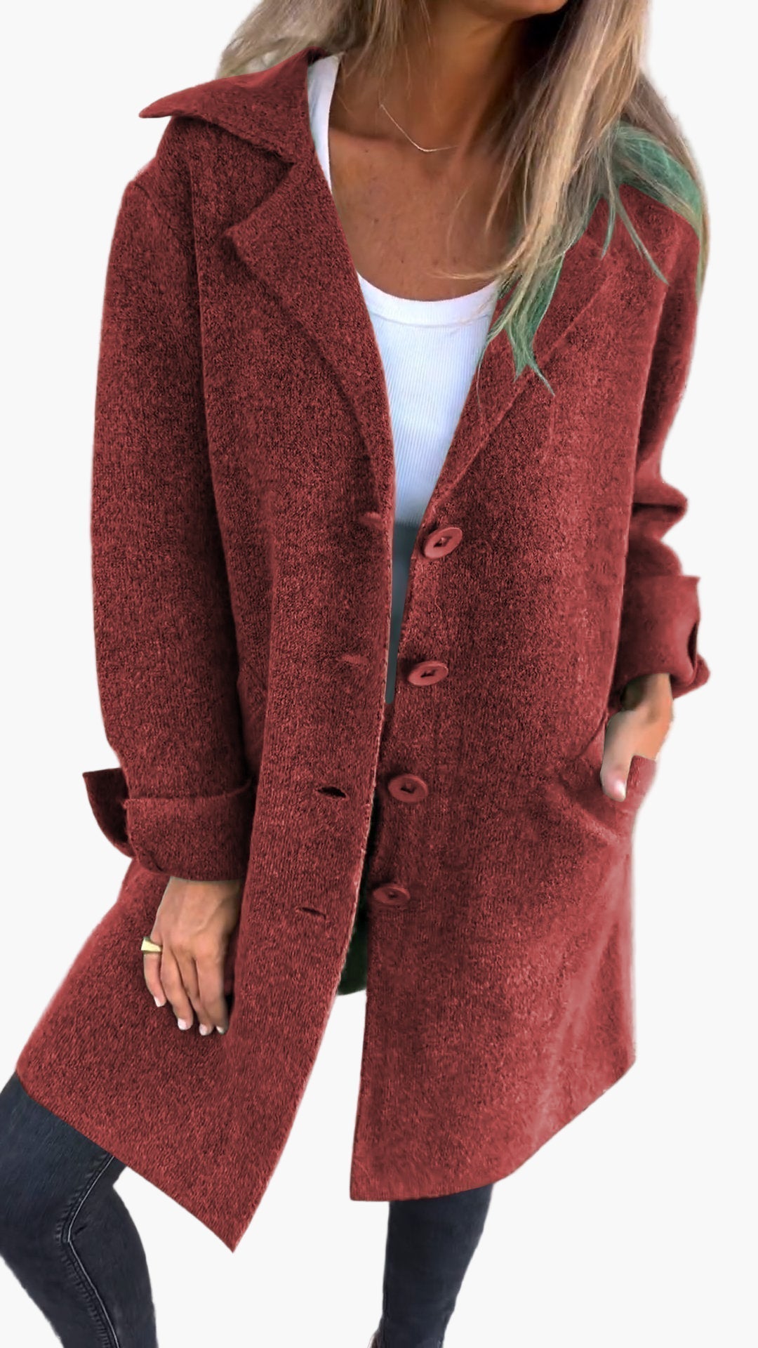 Damen Mantel Relaxed Fit Knöpfe Modern