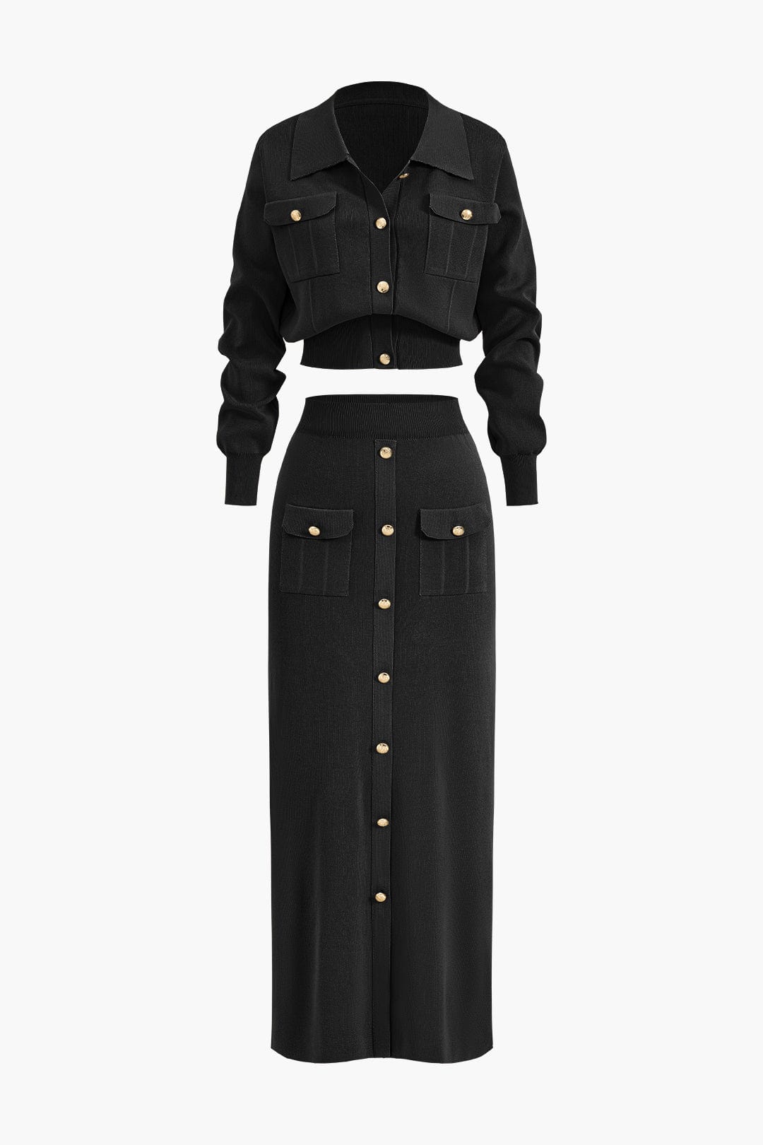 Damen Strickblazer Rock Kombination