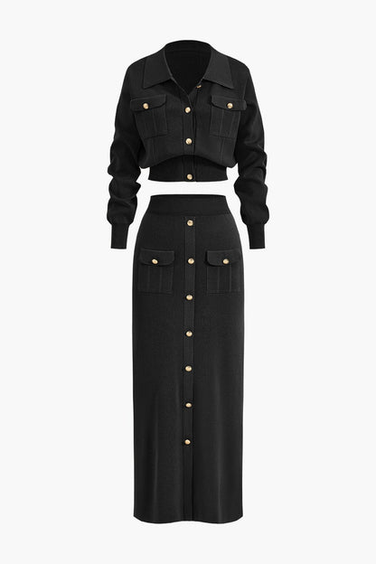 Damen Strickblazer Rock Kombination