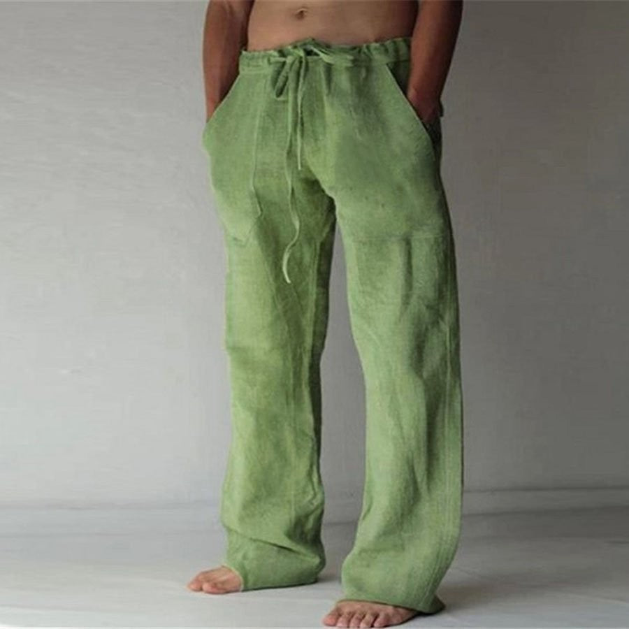 Herren Leinenhose Bequem Einfarbig Sommerhose