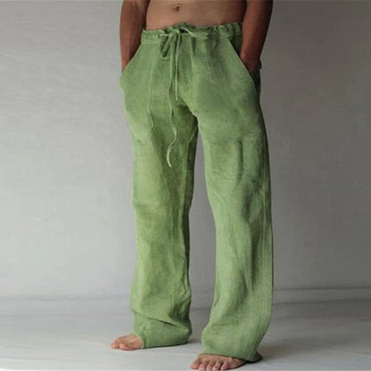 Herren Leinenhose Bequem Einfarbig Sommerhose