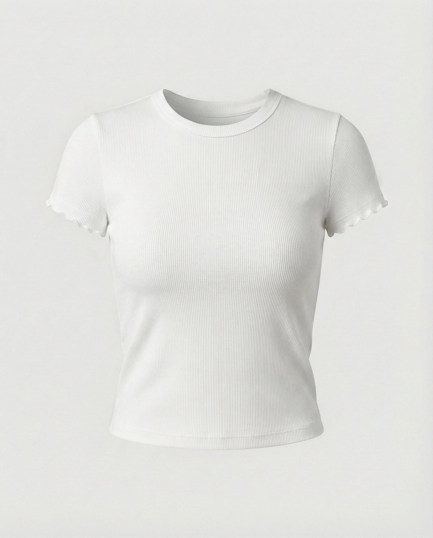 Damen T-Shirt Elastisch Slim Fit Rundhals Kurzarm Einfarbig Sommer