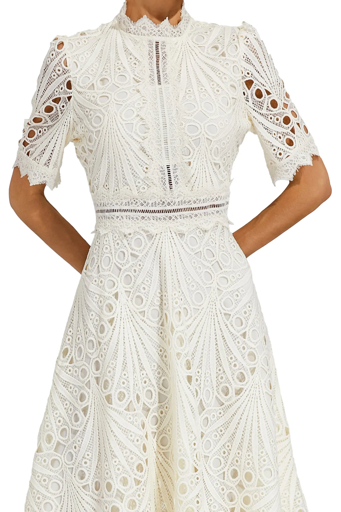Damen Midi Spitzenkleid Elegant