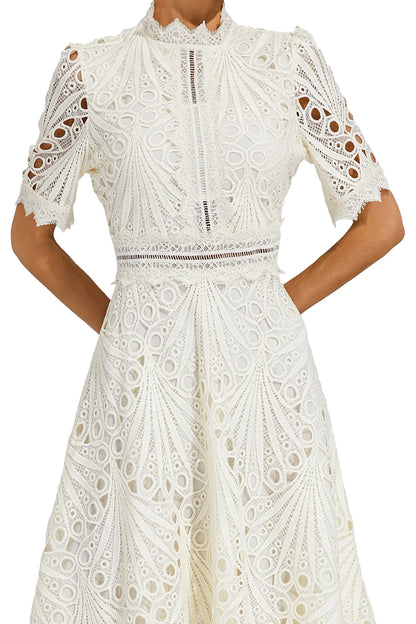 Damen Midi Spitzenkleid Elegant