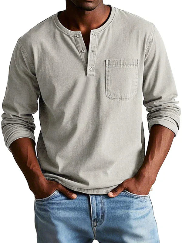 Herren Langarmshirt Bequem Baumwolle Lässig