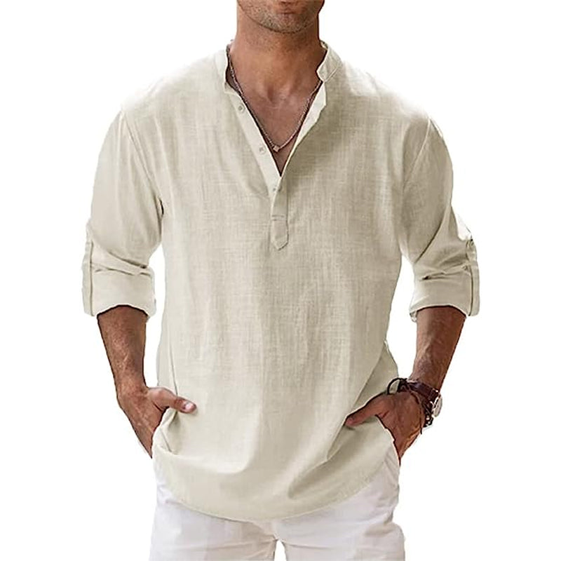 Herren Leichtes Baumwollhemd Sommer