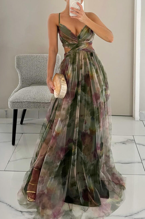 Damen Maxikleid mit Faltenrock Lang und Elegantem Schnitt