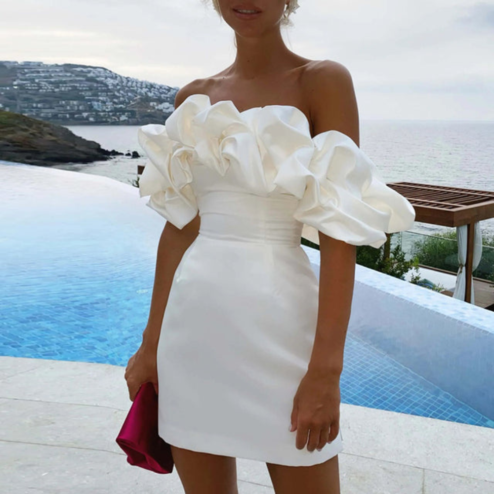 Damen Rüschenkleid Hochzeitsgast Elegantes Abendkleid - Norvielle