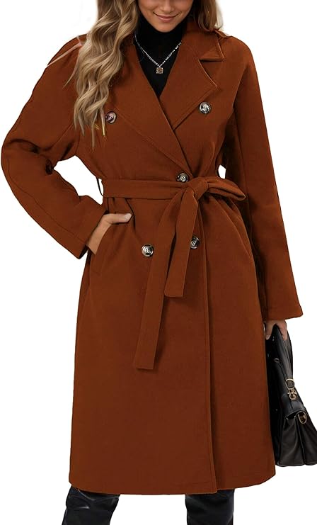 Damen Trenchcoat Klassisch Doppelknopf Elegent