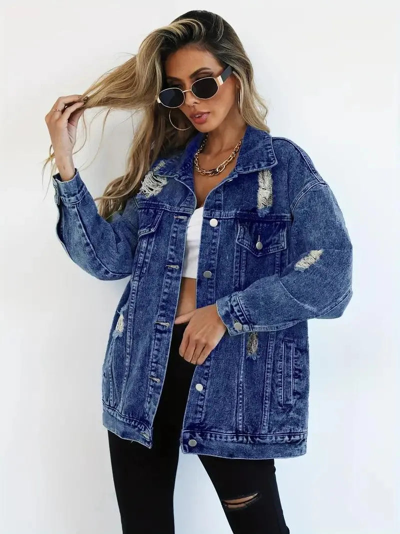 Damen Oversized Jeansjacke Groß Trendy