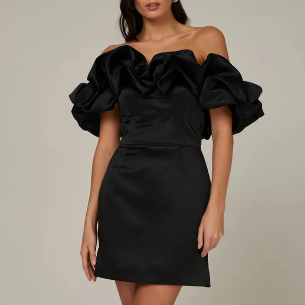 Damen Rüschenkleid Hochzeitsgast Elegantes Abendkleid