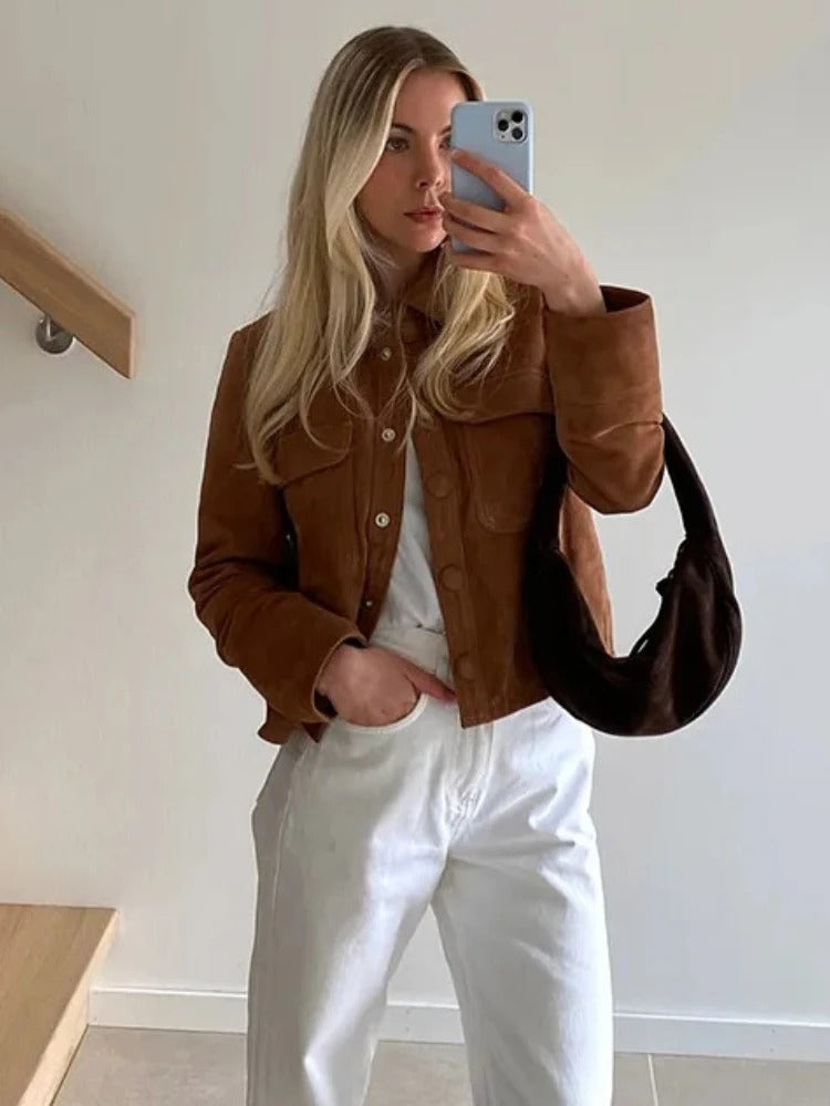 Damen Lederjacke Wildleder Modern