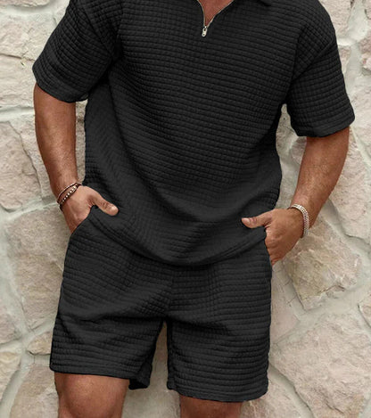 Herren Kurzarm-Shirt Reißverschluss Sportlich