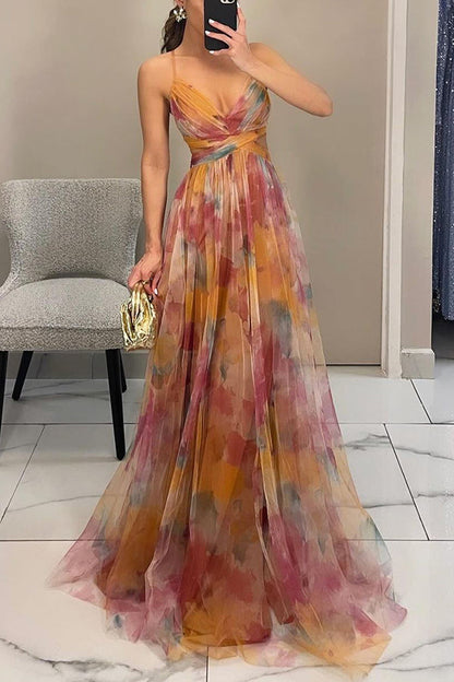 Damen Maxikleid mit Faltenrock Lang und Elegantem Schnitt