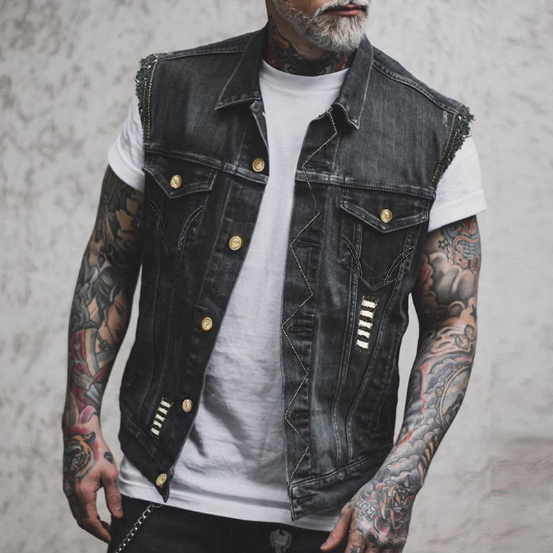 Herren Denimweste Moderner Schnitt