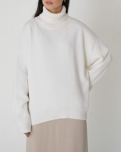 Damen Oversize Pullover Groß Lässig High Neck