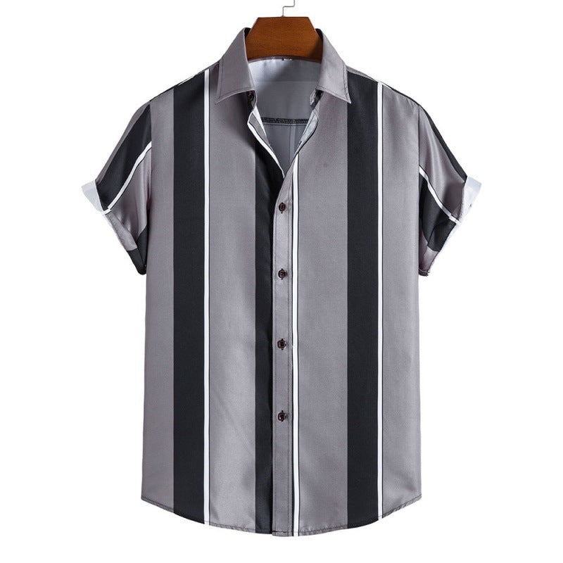 Herren Freizeithemd Retro-Style Baumwolle Blau