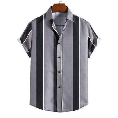 Herren Freizeithemd Retro-Style Baumwolle Blau
