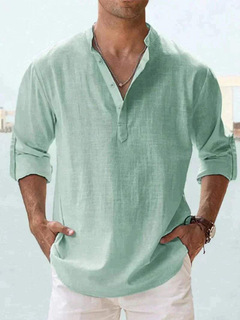 Herren Henley Hemd Baumwolle Modern