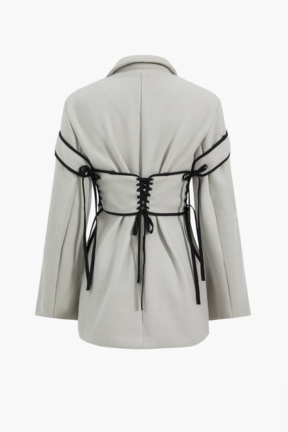 Damen Zweiteiler Set Blazer Korsett mit Schnürung
