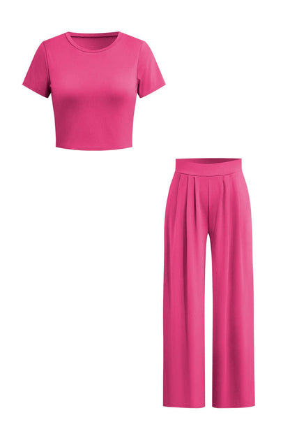 Damen Zweiteiler Set Crop Palazzo Hose