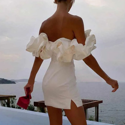 Damen Rüschenkleid Hochzeitsgast Elegantes Abendkleid