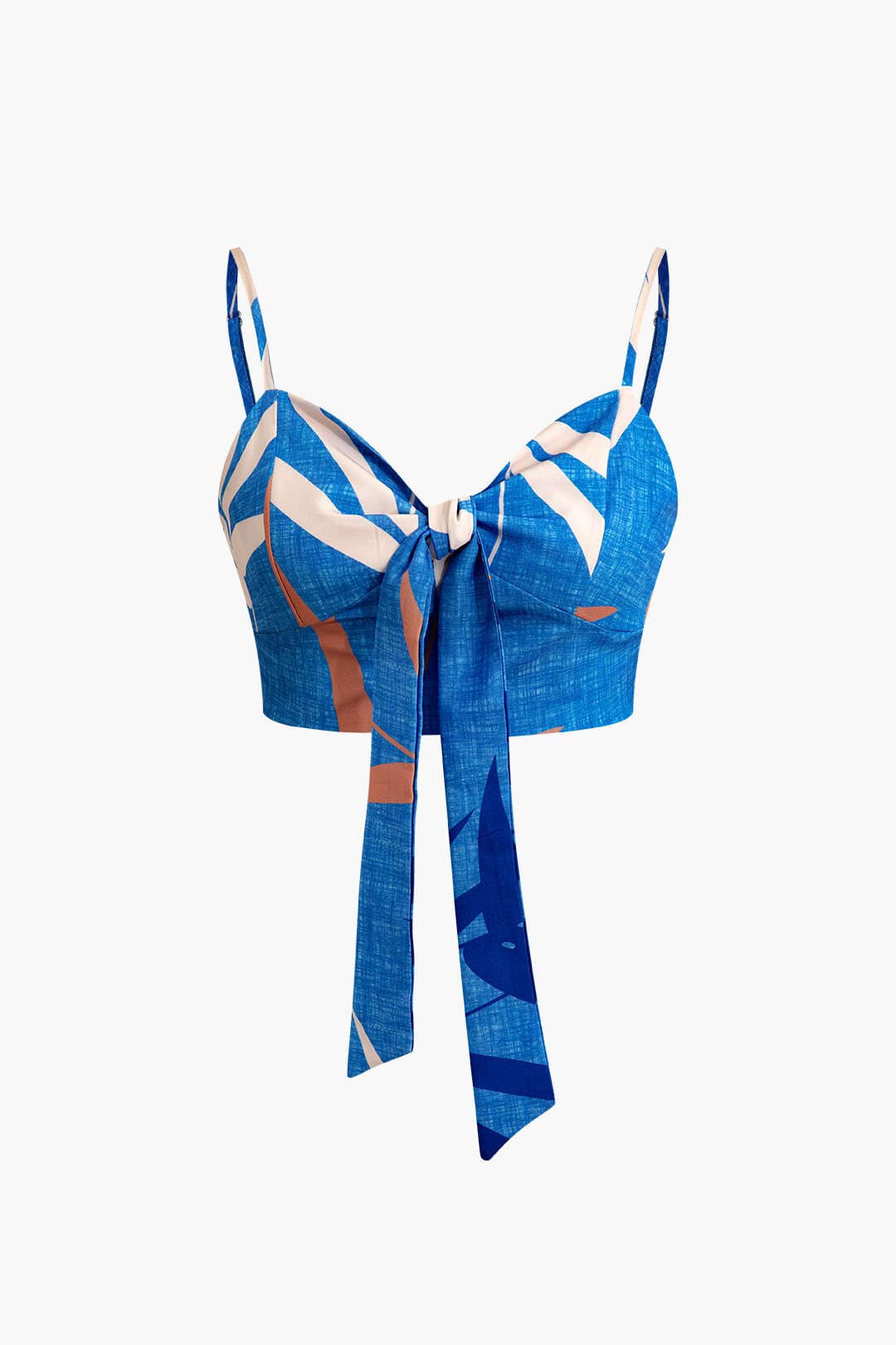 Damen Zweiteiler Baumwolle Knoten-Oberteil Bambus-Print-Hose