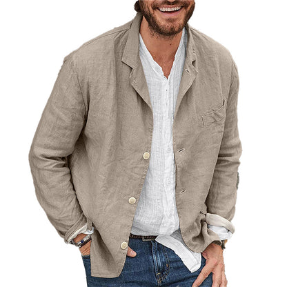 Männer Leinenblazer Leicht Sommerbeige