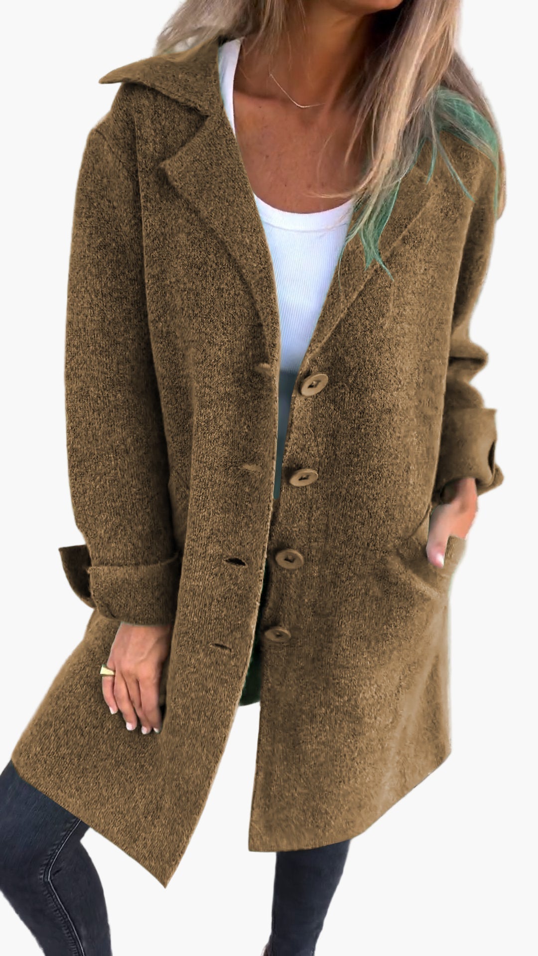Damen Mantel Relaxed Fit Knöpfe Modern