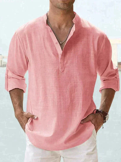 Herren Henley Hemd Baumwolle Modern