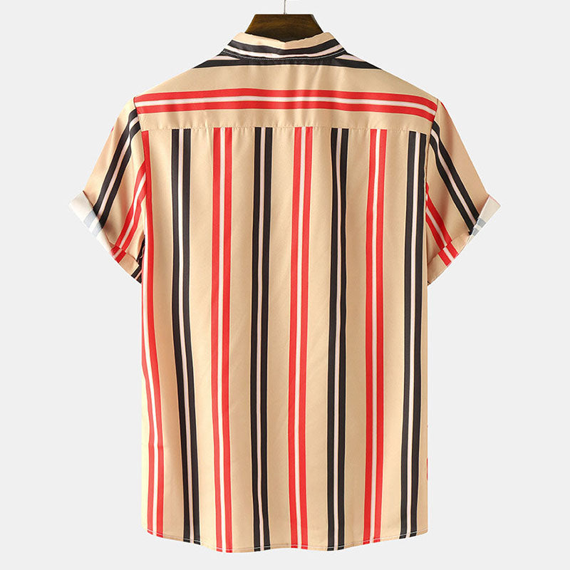 Herren Kurzarmhemd Retro-Druck Gesteift Modern