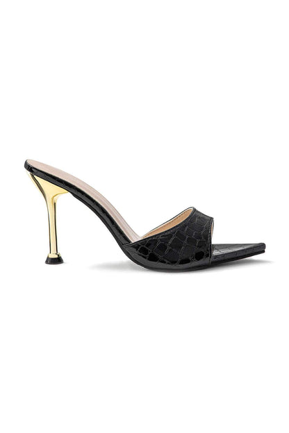 e Damen High Heels Mule aus Leder Elegant