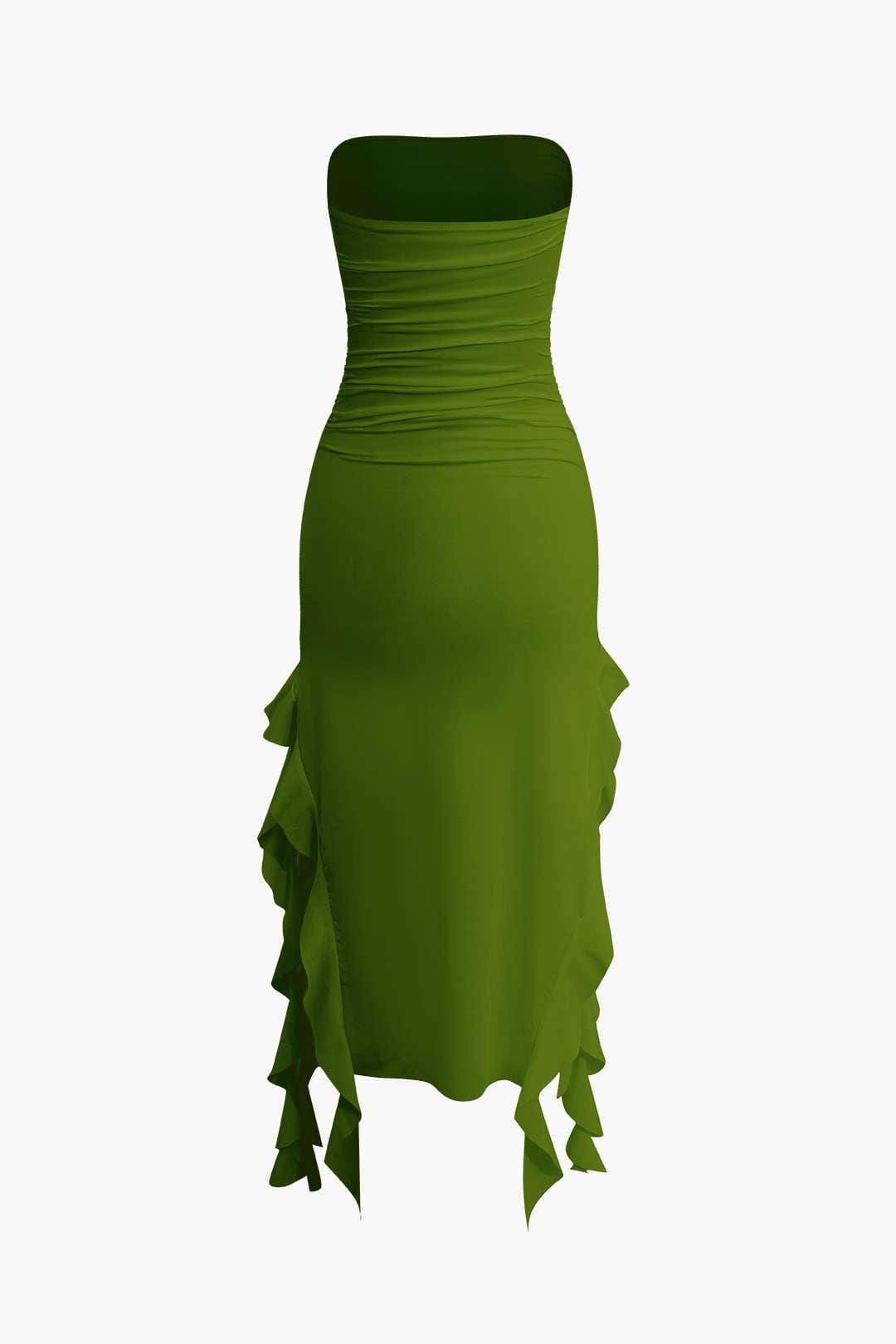 Damen Maxikleid Volant Rüschen Eleganz