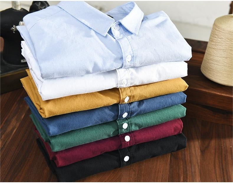 Herren Oxford Hemd Atmungsaktives Baumwollweiß