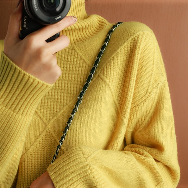 Damen Rollkragenpullover Weich Zopfmuster