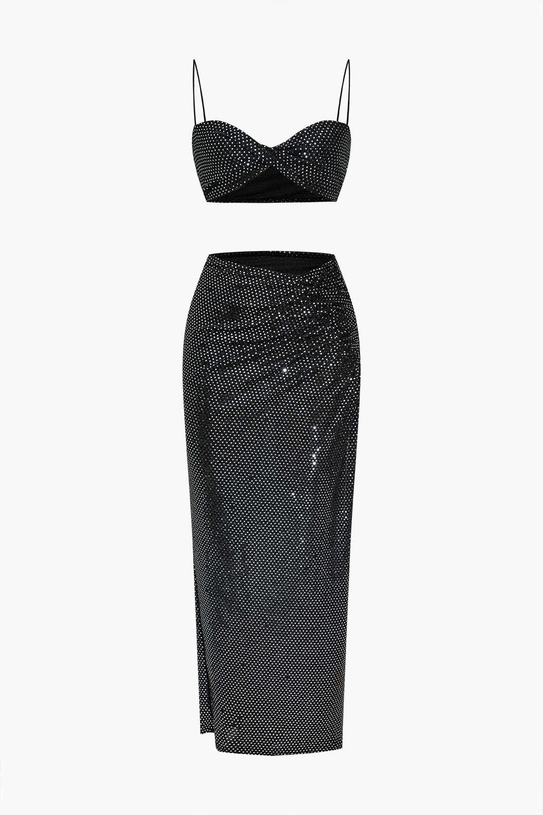 Damen Abendkleid Zweiteiler Set Elegantes Schwarz - Norvielle