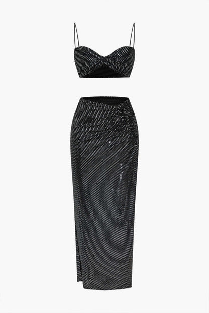 Damen Abendkleid Zweiteiler Set Elegantes Schwarz - Norvielle