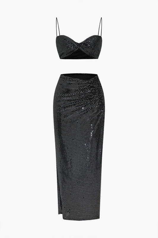 Damen Abendkleid Zweiteiler Set Elegantes Schwarz - Norvielle