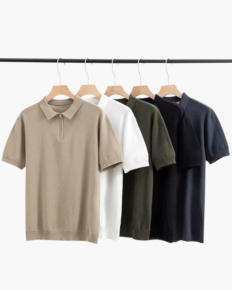 Herren Poloshirt Kurzarm Halbzipp Reißverschluss
